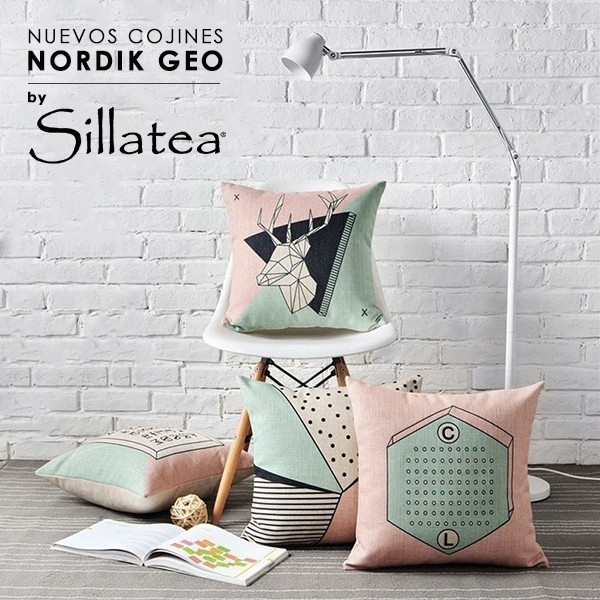 Cojín NORDIK GEO ALPHABET algodón 45x45 - incluye relleno