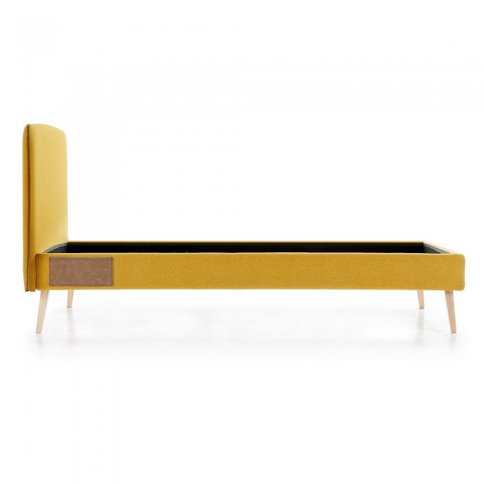 Estructura de cama ROJIM 90x190 - tapizado Mostaza
