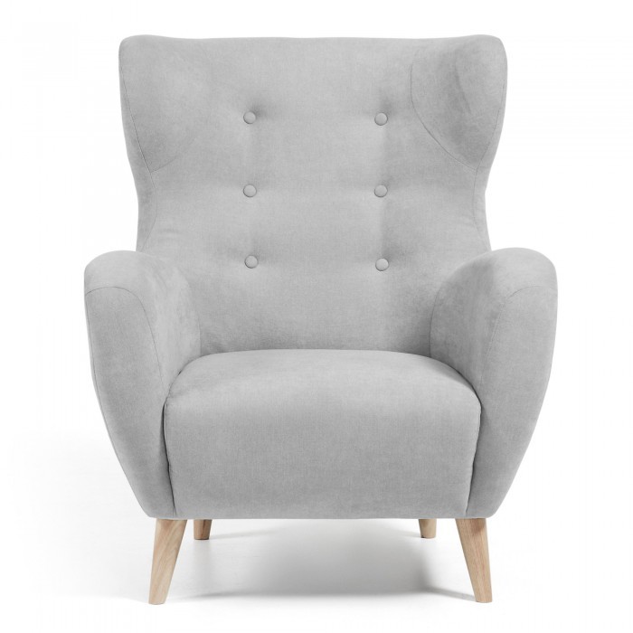Sillon PASSEN - tela Gris Claro - pies Madera Natural