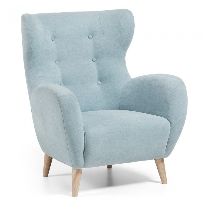 Sillón PASSEN – tela Turquesa – pies madera Natural Sillón PASSEN – tela Turquesa – pies madera Natural