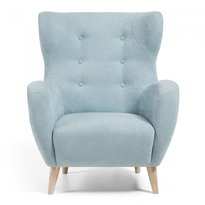 Sillon PASSEN - tela Turquesa - pies Madera Natural