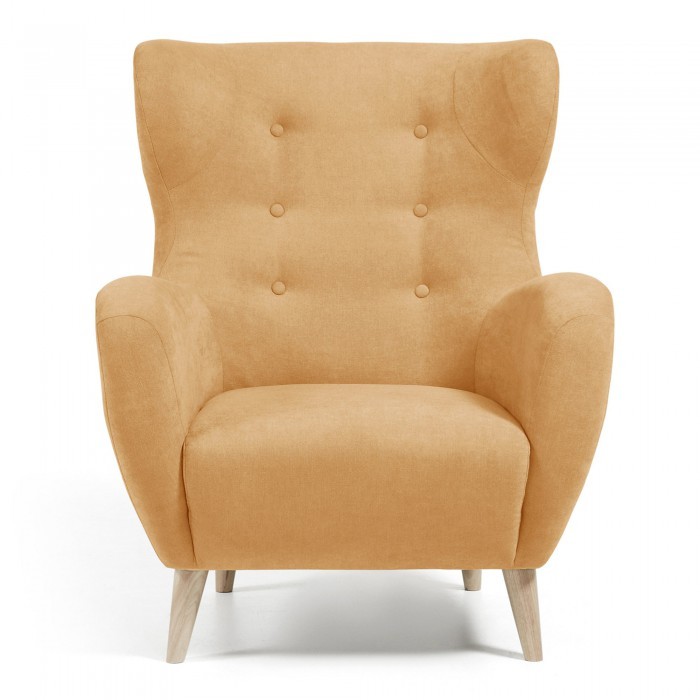 Sillon PASSEN - tela Mostaza - pies Madera Natural