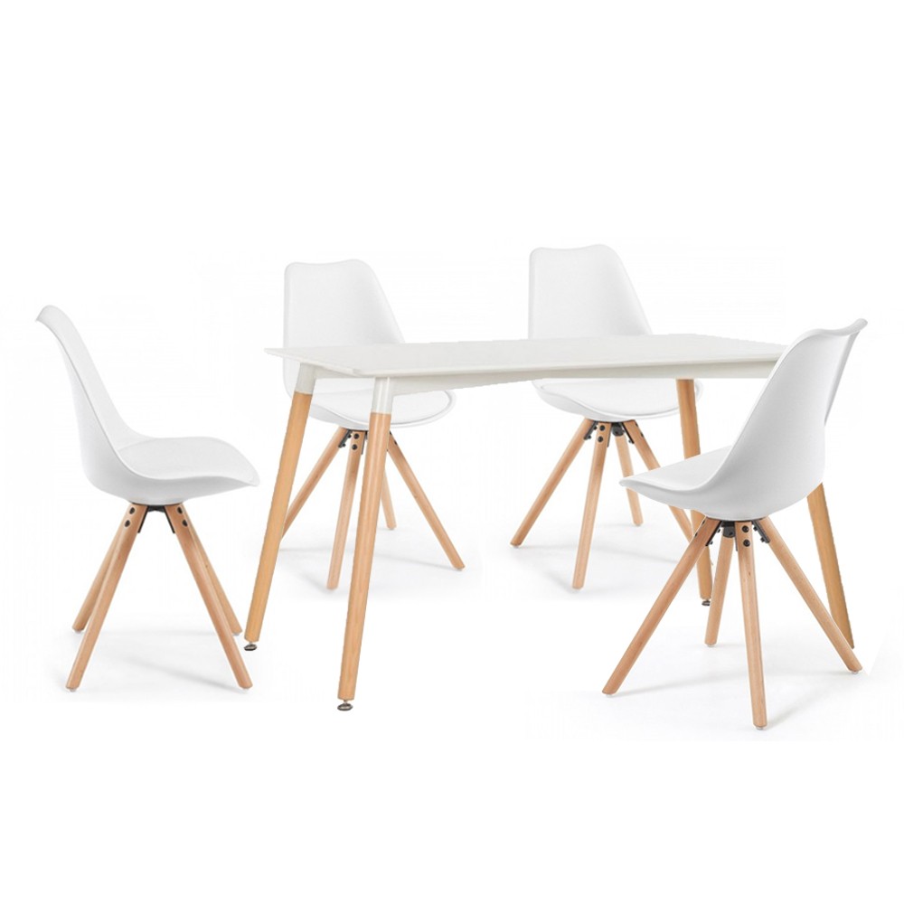 Pack de 4 sillas FLAK + mesa 120×80 BANDIK