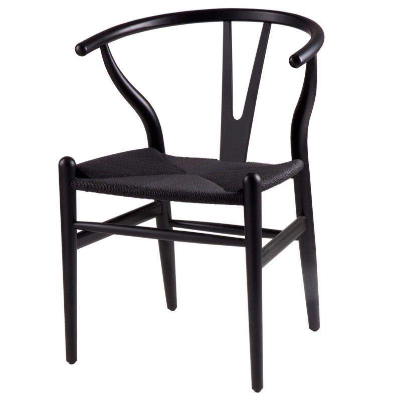 Silla de comedor Haya Black WISHBONE CH24 Style
