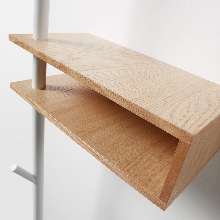 Perchero de pie JULABE 175 - metal Blanco - madera Roble