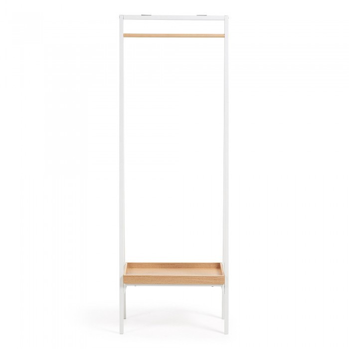 Perchero de pie JULABE 160 - metal Blanco - madera Roble
