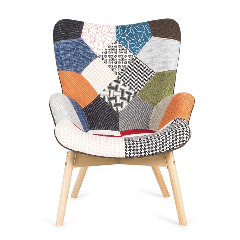 Sillón FREATHER tapizado LIGHT PATCHWORK
