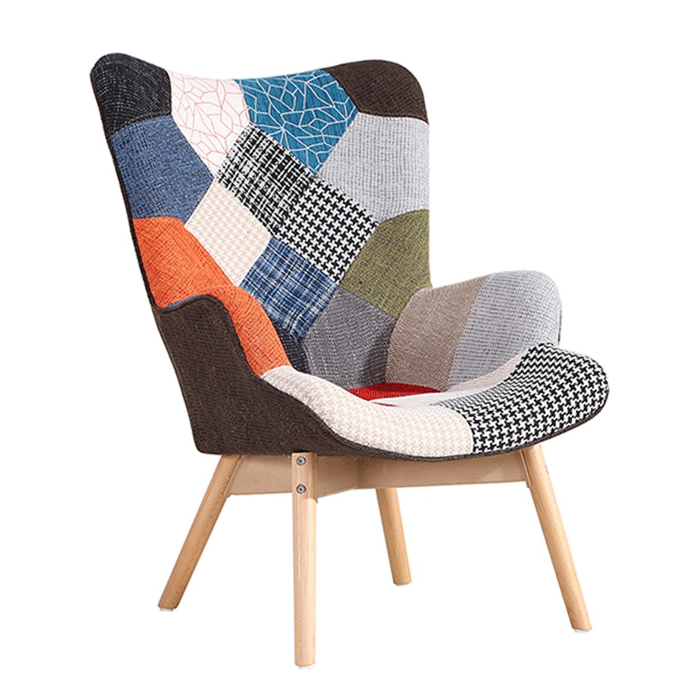 Sillón FREATHER tapizado LIGHT PATCHWORK