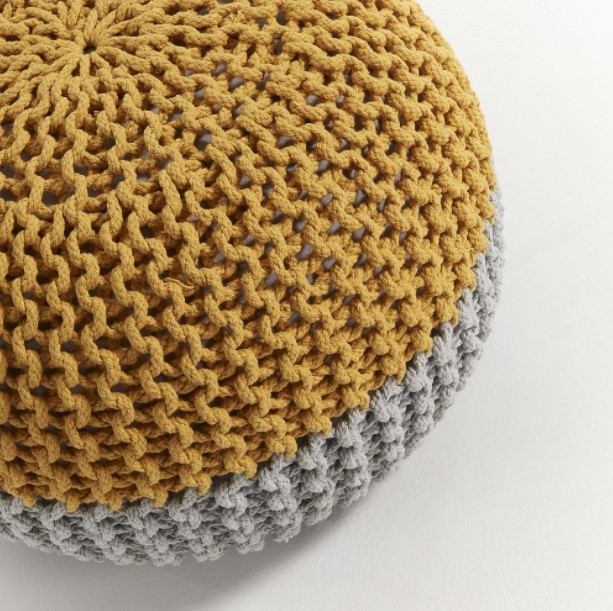 Puff BEHOBIA - algodón Gris y Mostaza