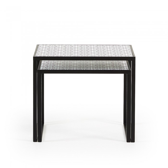 Set de dos mesas auxiliares LEGAZPI - metal negro