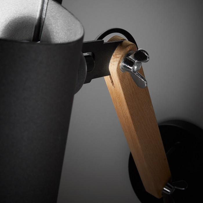 Lámpara aplique LLEIDA - metal Negro - madera Natural