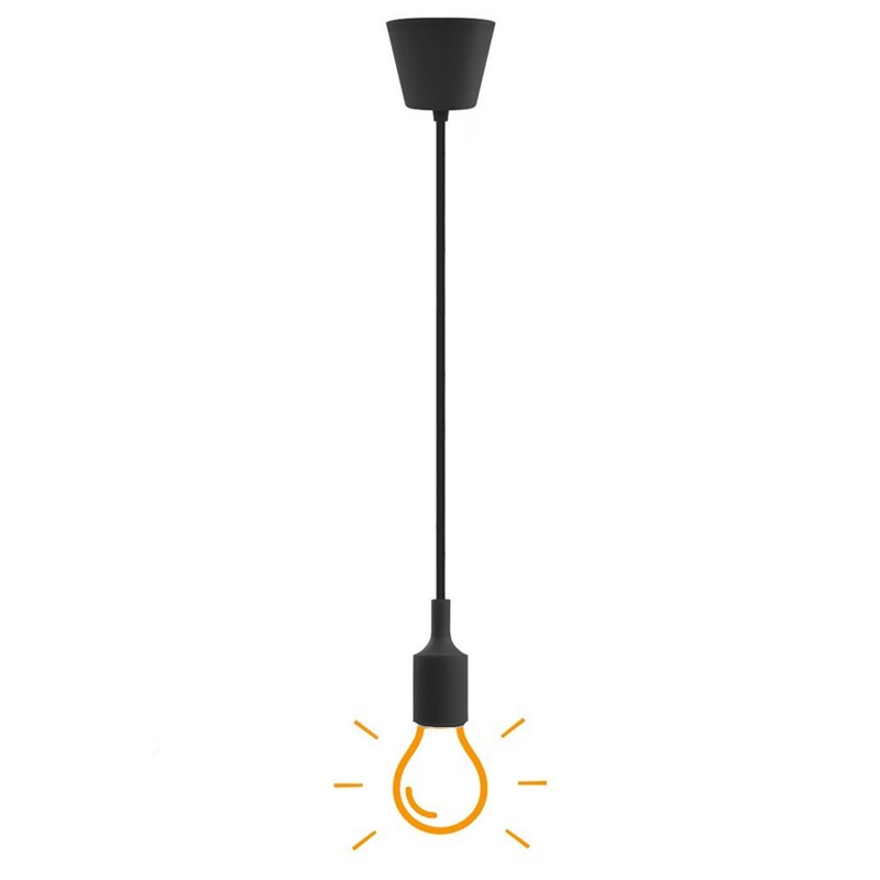 Portalámparas colgante vintage E27 – licra y silicona Negra