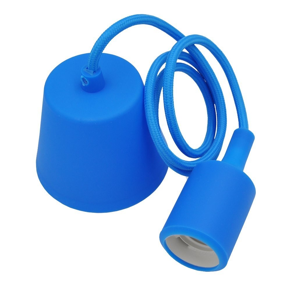 Portalámparas colgante vintage E27 - licra y silicona Azul