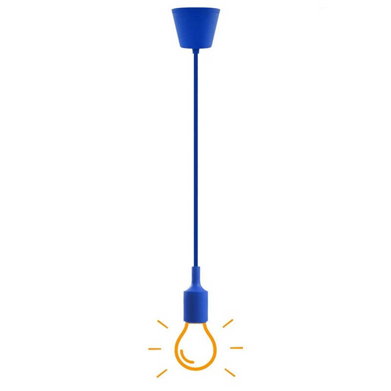 Portalámparas colgante vintage E27 – licra y silicona Azul