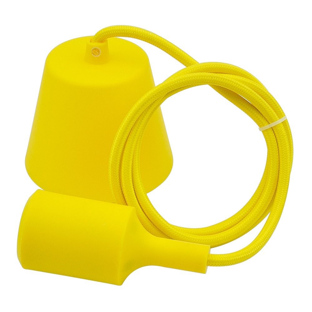 Portalámparas colgante vintage E27 - licra y silicona Amarilla
