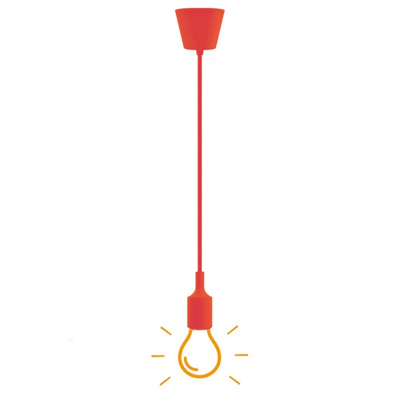 Portalámparas colgante vintage E27 – licra y silicona Roja
