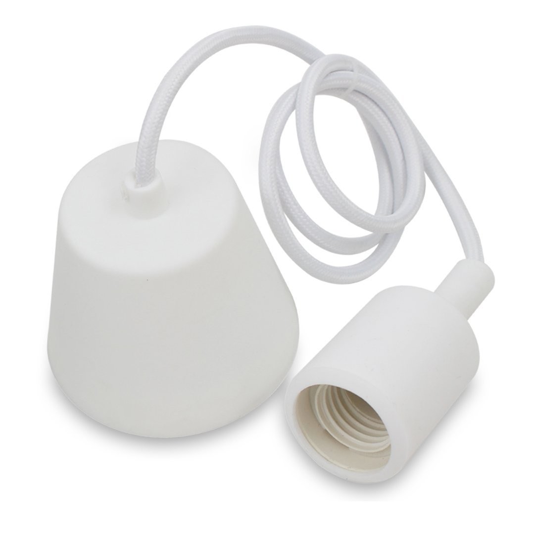 Portalámparas colgante vintage E27 - licra y silicona Blanca