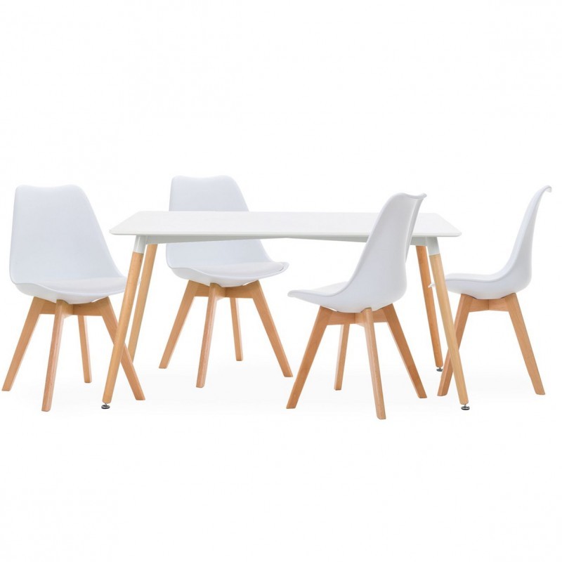 Pack de 4 sillas SUPER FLAK + mesa 120×80 BANDIK