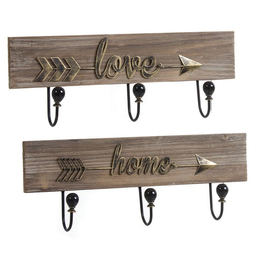 Perchero colgador LOVE - madera natural y metal