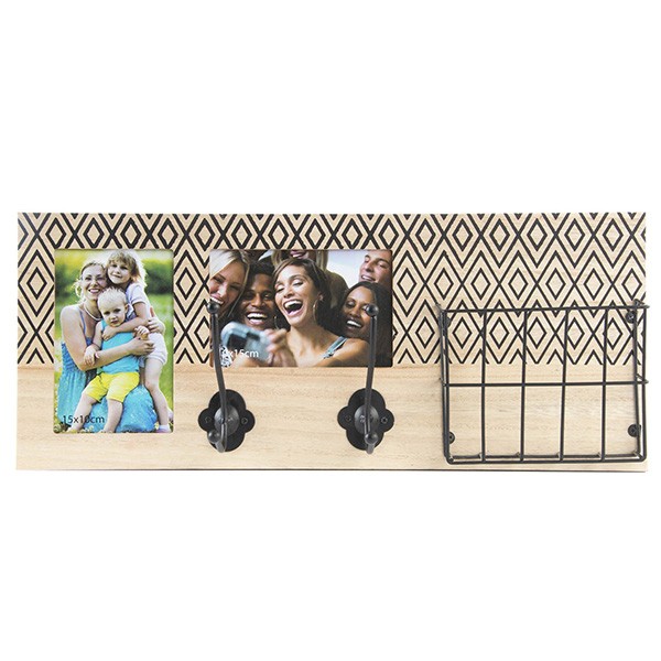 Perchero colgador PICHI – madera Natural y metal Negro