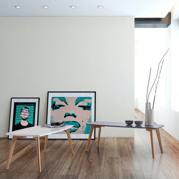 Mesa de centro RIZDUR - madera Blanco - madera Roble