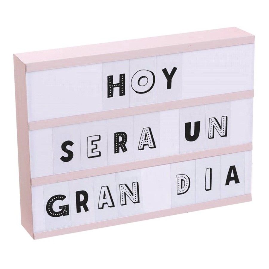 Cartel caja luz LED con 87 letras 30×22 – Rosa