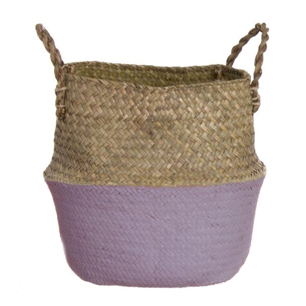 Cesta decorativa VIETNAM – fibra Natural y Rosa