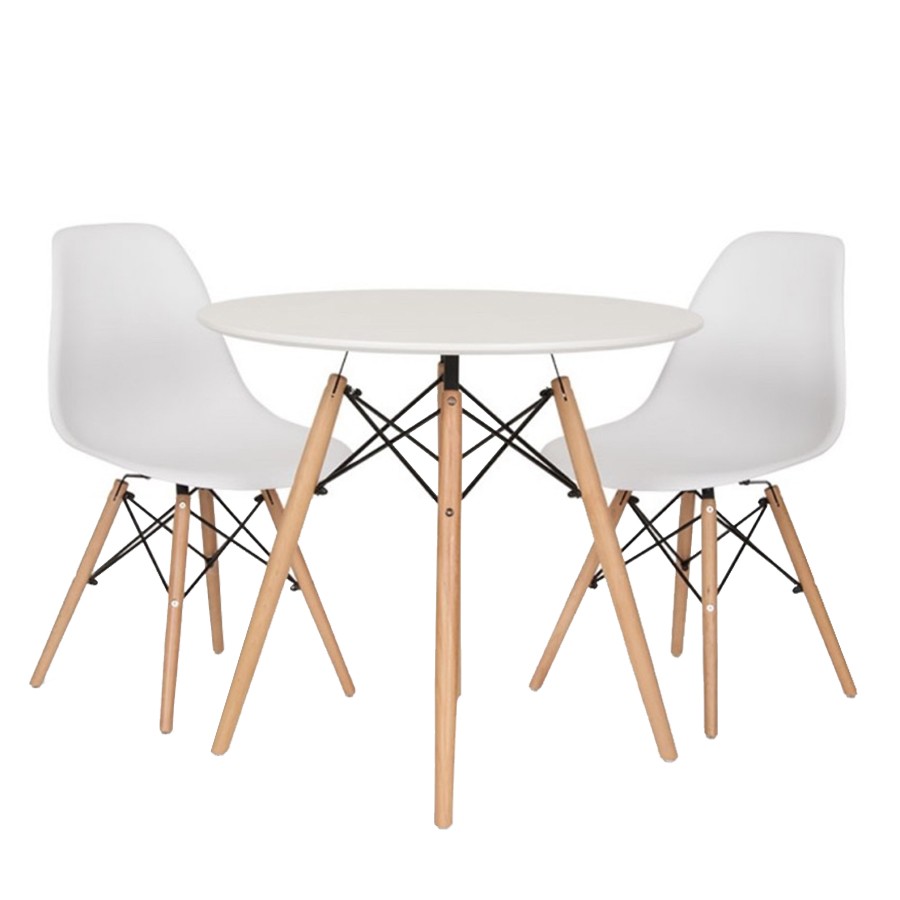 Pack de 2 sillas TOW WOOD + mesa redonda 80 TOW DINING