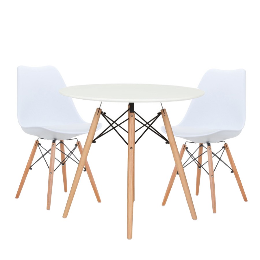 Pack de 2 sillas TOW FLAK + mesa redonda 80 TOW DINING