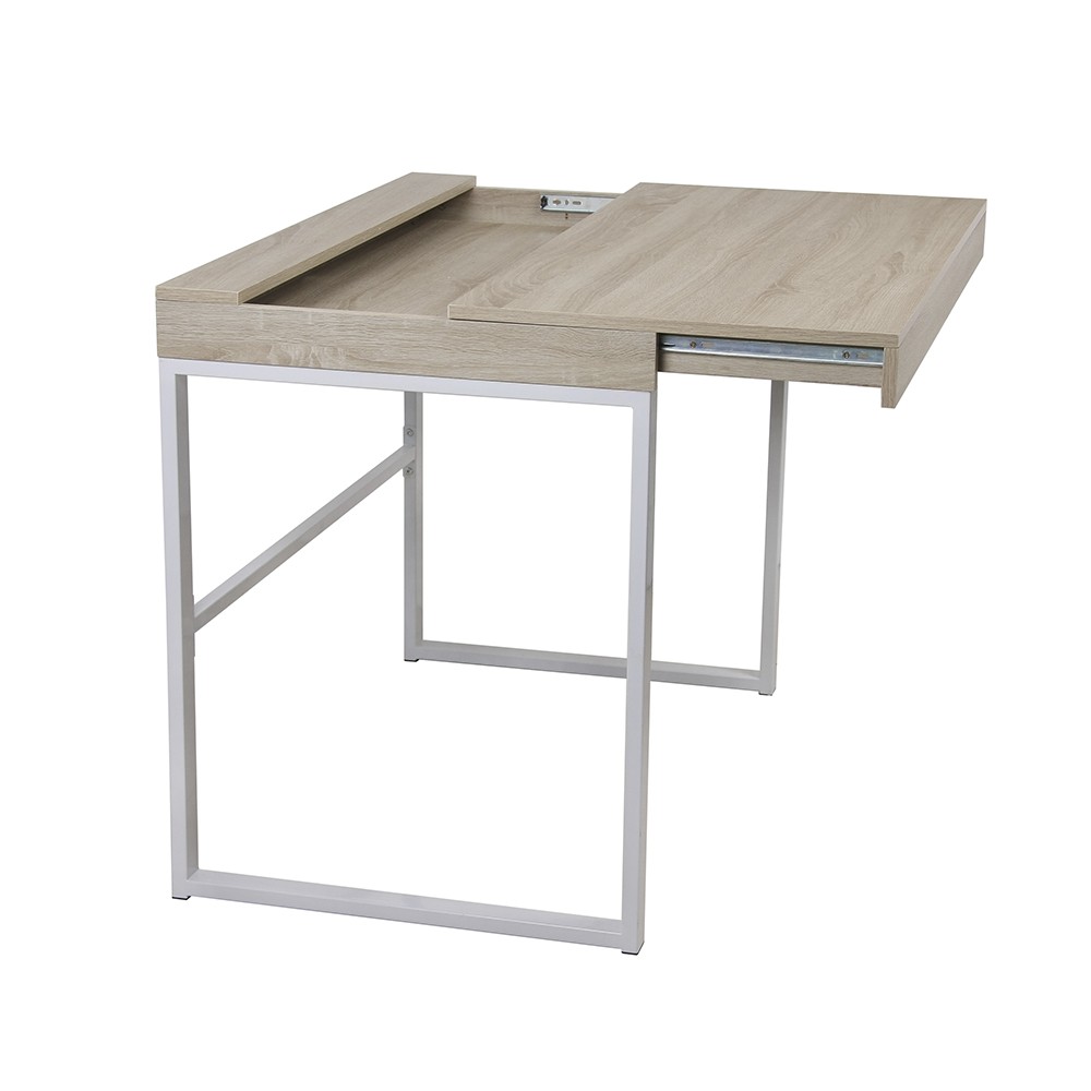 Mesa de escritorio ASK 100X60 - MDF ROBLE - metal Blanco