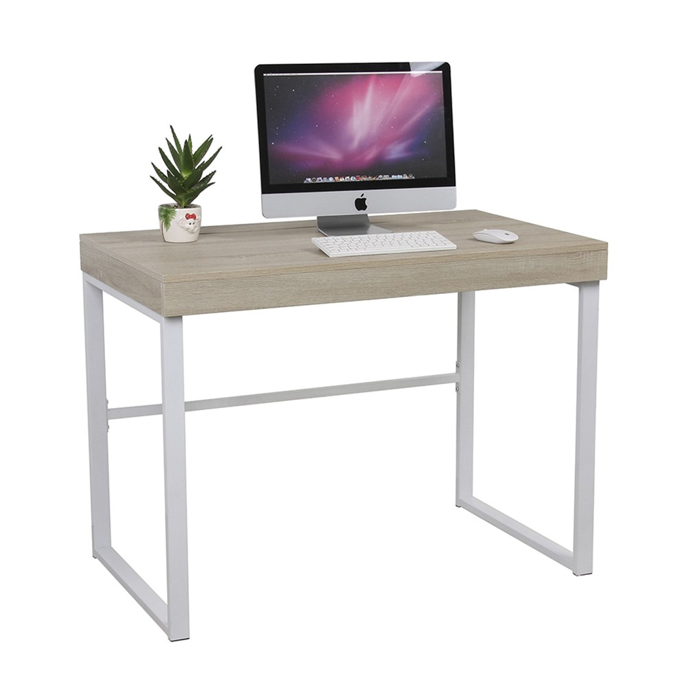 Mesa de escritorio deslizante ASK 100X60 – MDF ROBLE – metal Blanco