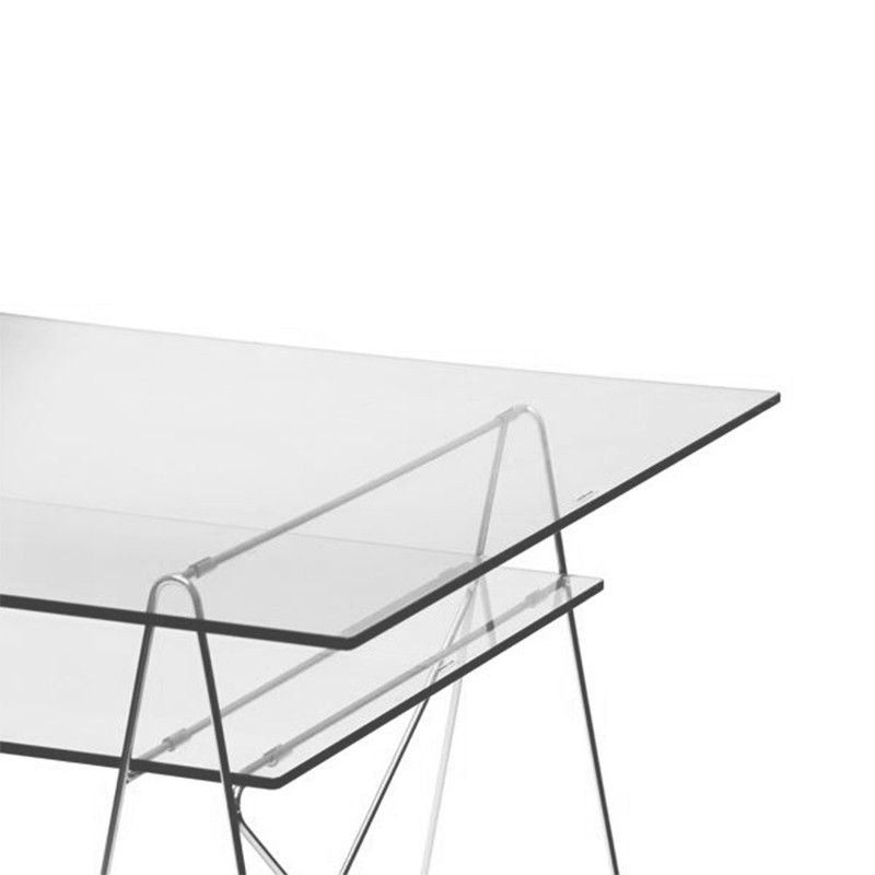 Mesa escritorio ROS TOWER - acero Cromado - cristal