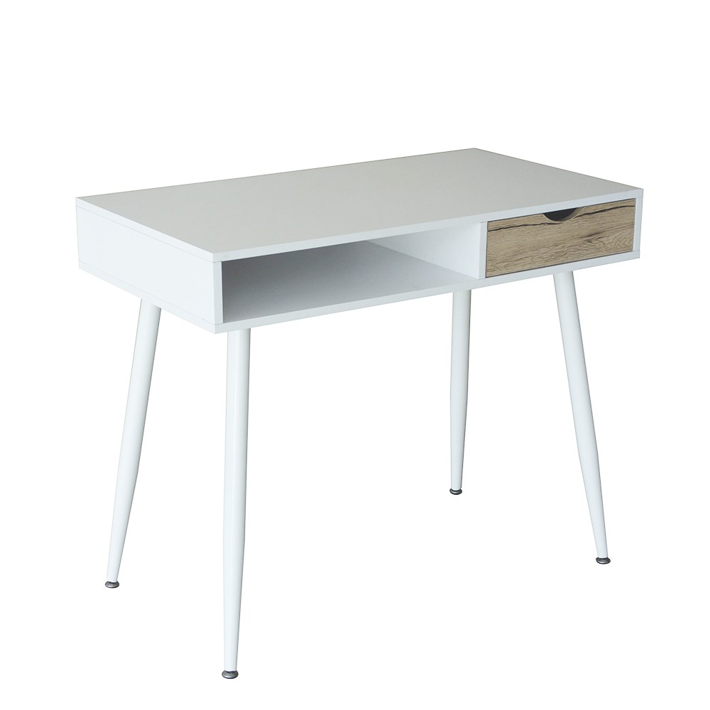 Mesa de escritorio LEIM 90×50 – metal y MDF  Blanco