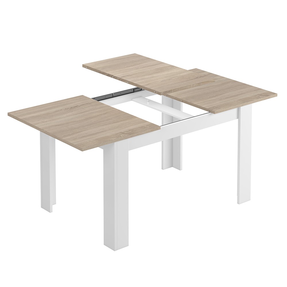 Mesa de comedor extensible WILLOW 140x78 - melamina Roble y Blanco