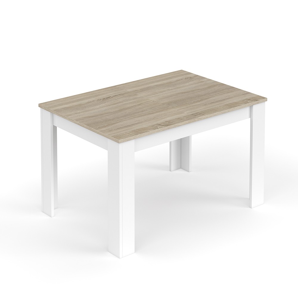 Mesa de comedor extensible WILLOW 140×78 – melamina Roble y Blanco