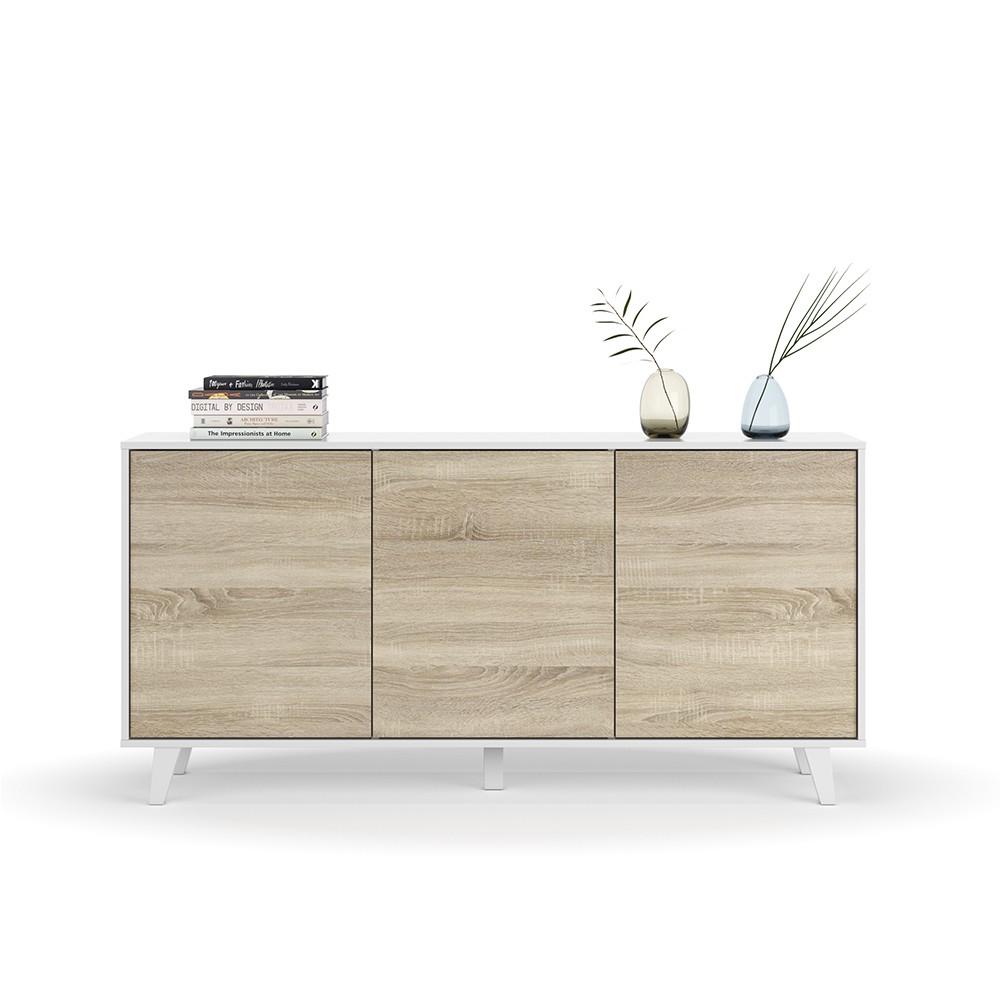 Aparador WILLOW 154x75 - melamina Roble y Blanca