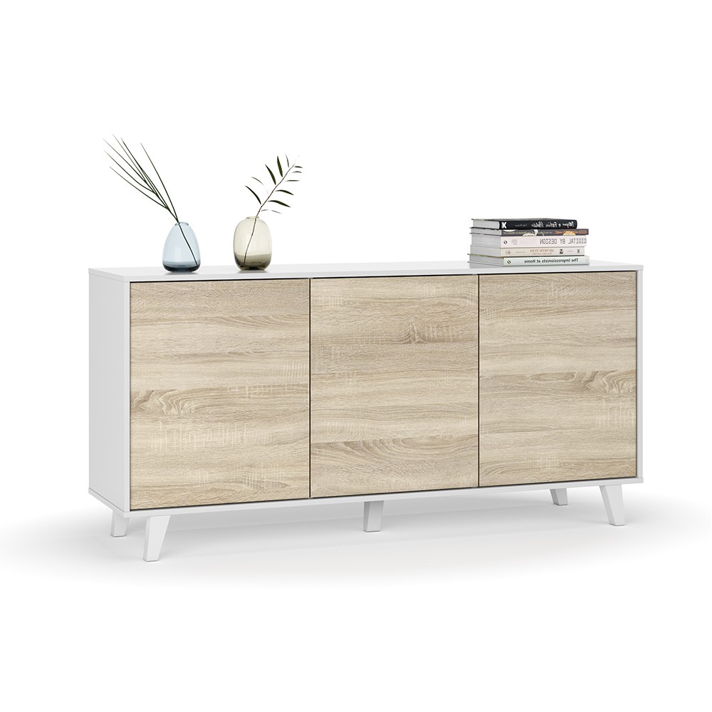 Aparador WILLOW 154×75 – melamina Roble y Blanca