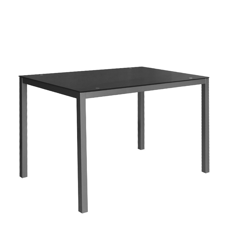 Mesa de comedor ORMIR 110×70 – acero – cristal Negro