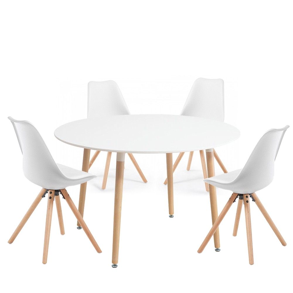 Pack de 4 sillas FLAK + mesa redonda 110 BANDIK