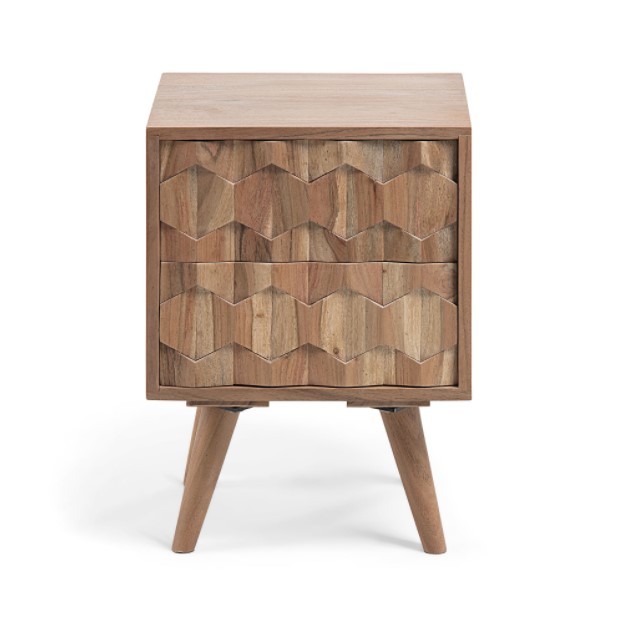 Mesita de noche BORMAY 40x55 - madera de Acacia Natural