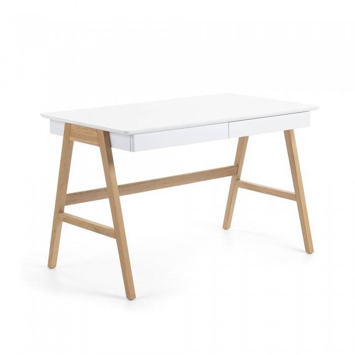 Mesa escritorio SHEFFIELD – madera de Roble – dm lacado Blanco