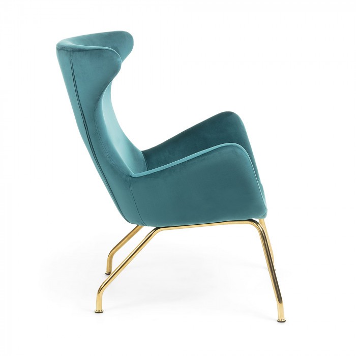 Butaca BOLTON - tejido Verde oscuro - metal Dorado