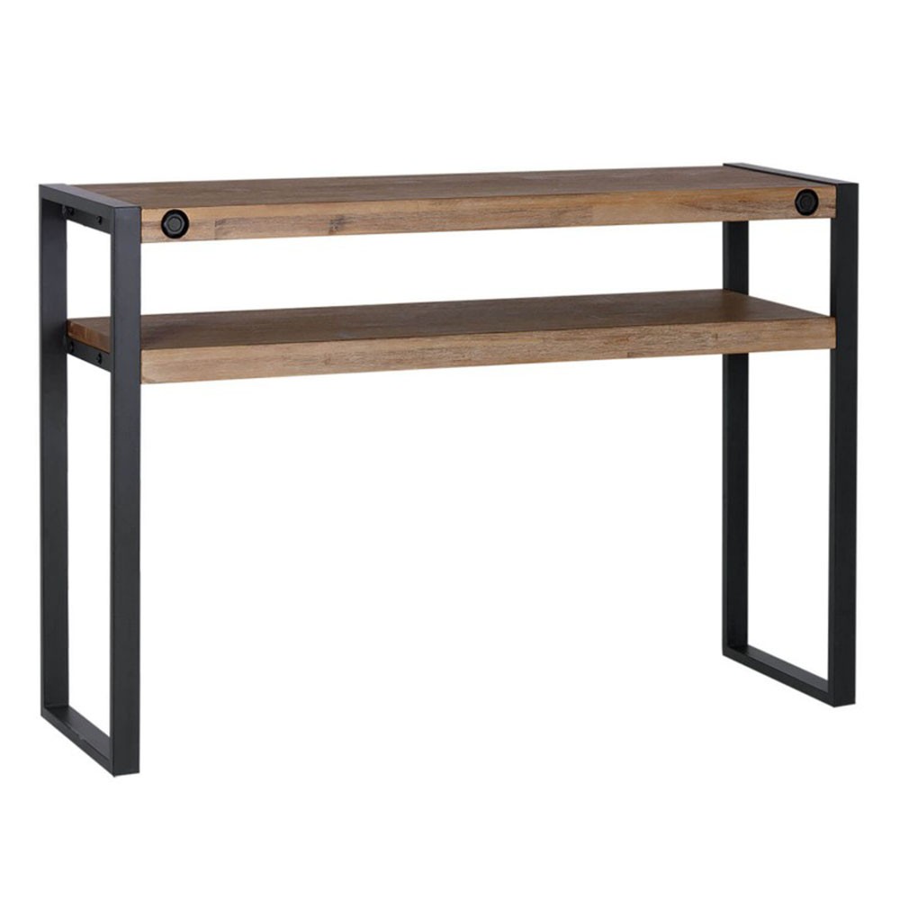 Consola SERLEO 120×80 – madera Acacia – metal Negro