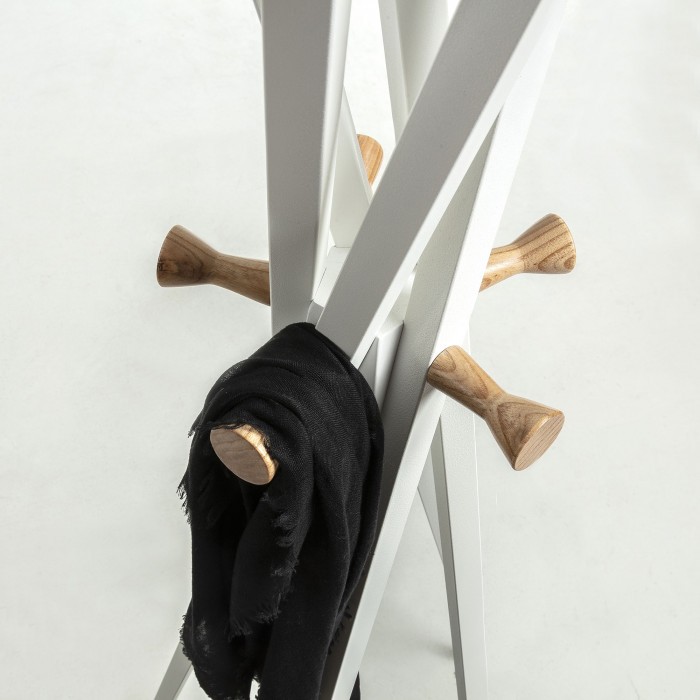 Perchero de pie AIDA - metal Blanco - madera