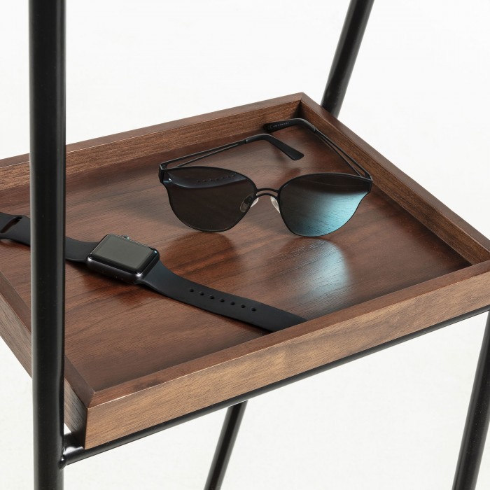 Espejo BRIGGITE - madera de nogal - metal Negro