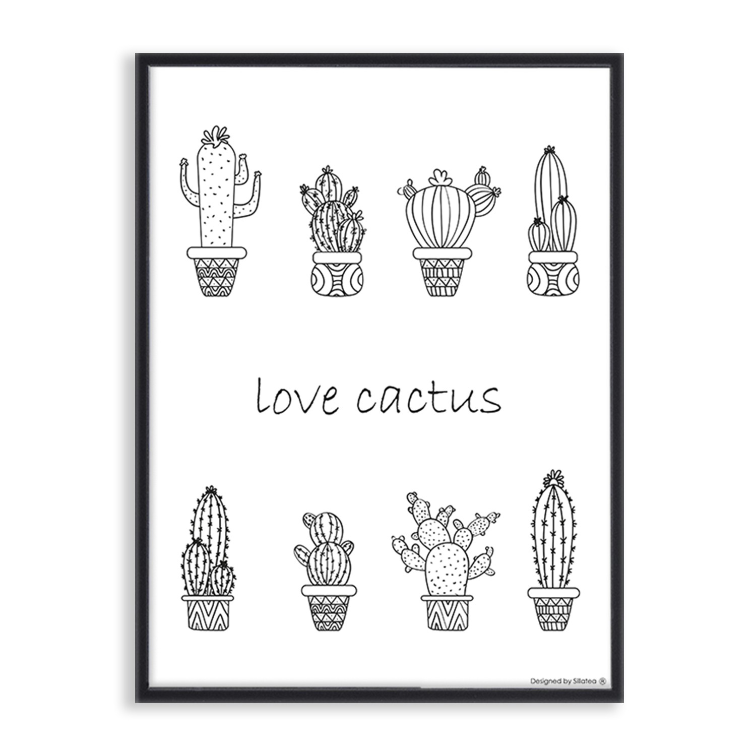 Lámina con marco LOVE CACTUS 30×40
