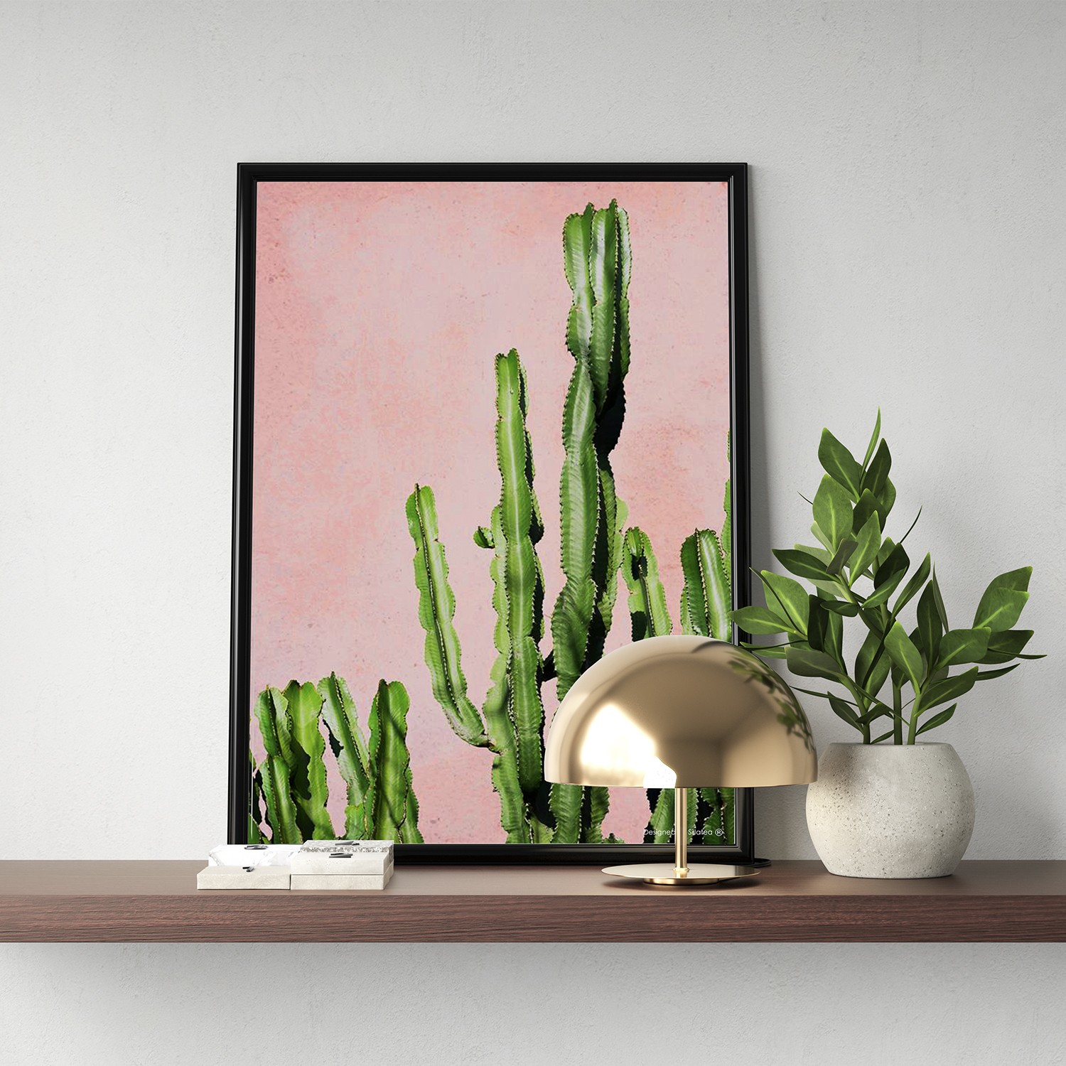 Lámina con marco CACTUS PINK 30x40