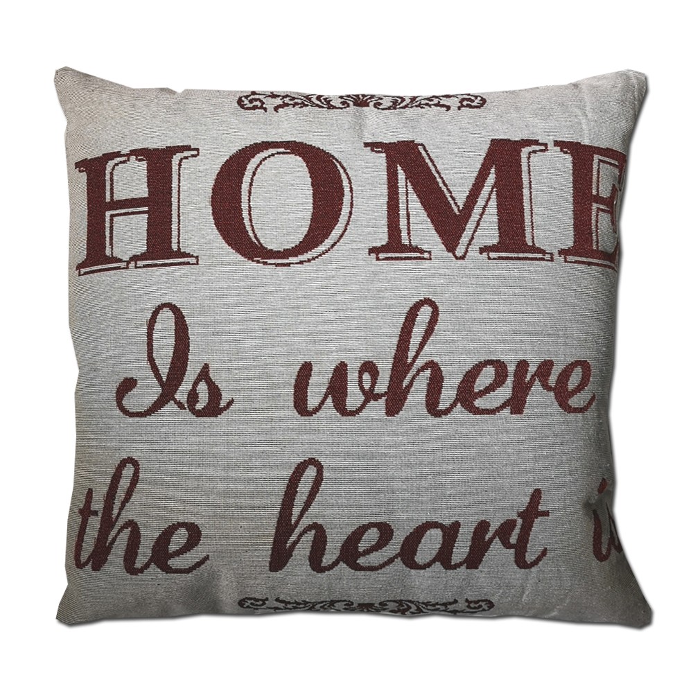 Cojín HOME IS WHERE THE HEART IS algodón 45×45 – incluye relleno