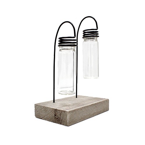 Maceta decorativa FERGE – cristal y madera