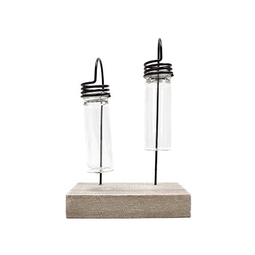 Maceta decorativa FERGE - cristal - madera - hierro